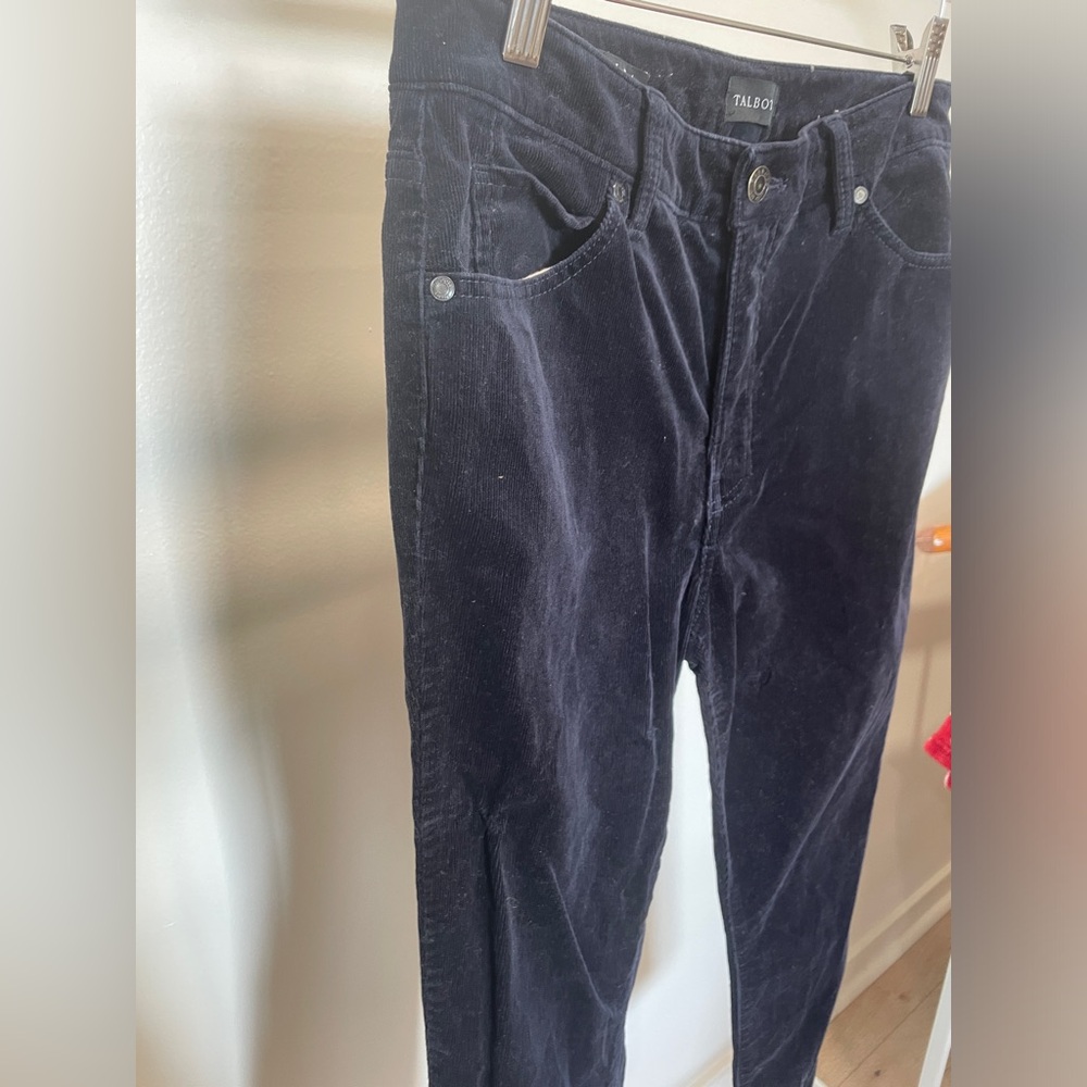 Talbots Navy Blue Corduroy High Rise Straight Leg Pants Women’s 8P Academia - Picture 4 of 13